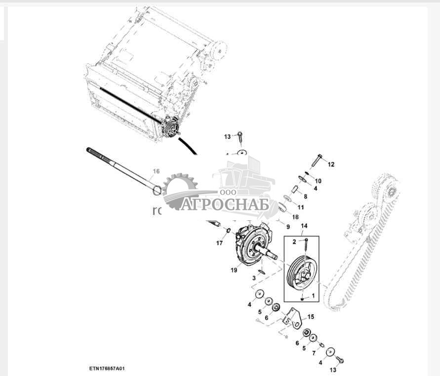 Трансмиссия реверсивного механизма и детали крепления, 3 паза, 3HB, HillMaster™ 